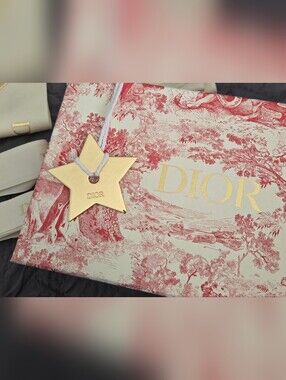 Authentic Christian Dior Gold Metal Star  Bag Charm/Ornament w/ White Rope